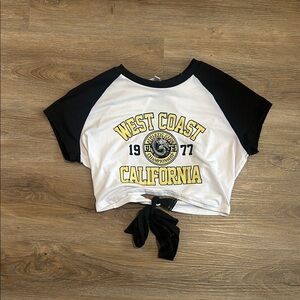 Black and White Crop Top with Sporty Raglan Sleeves